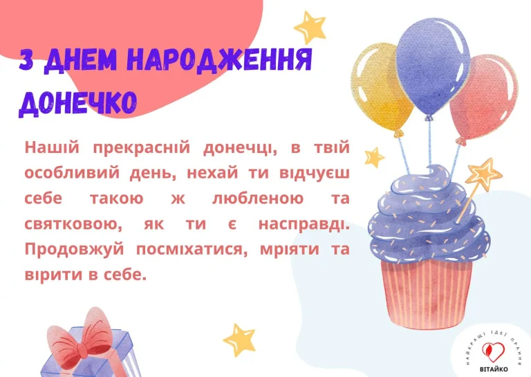 Тепла листівка з Днем народження для улюбленої донечки