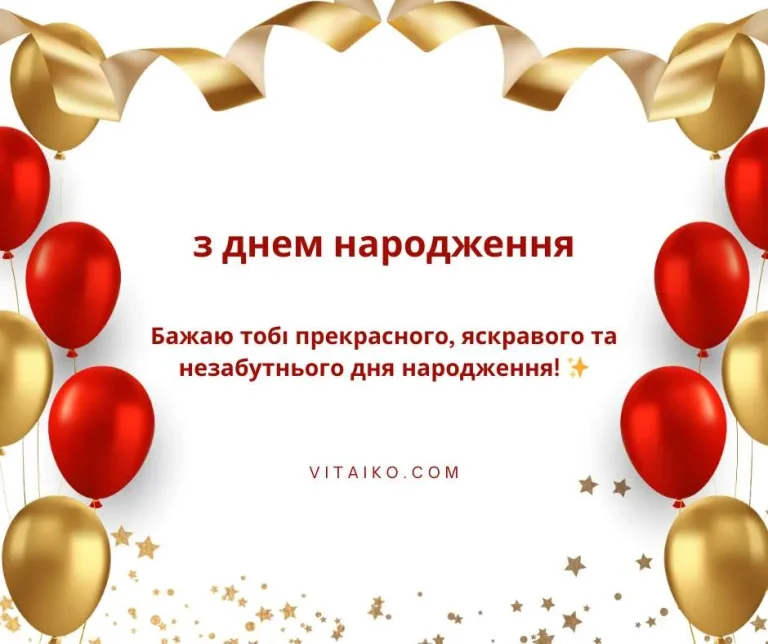 Зображення з написом З Днем народження та святковими деталями