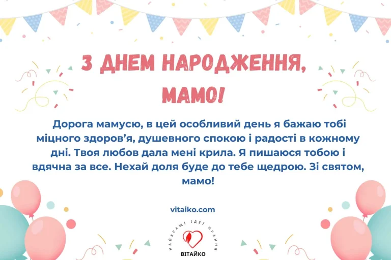 Листівка з написом З Днем народження, мамо