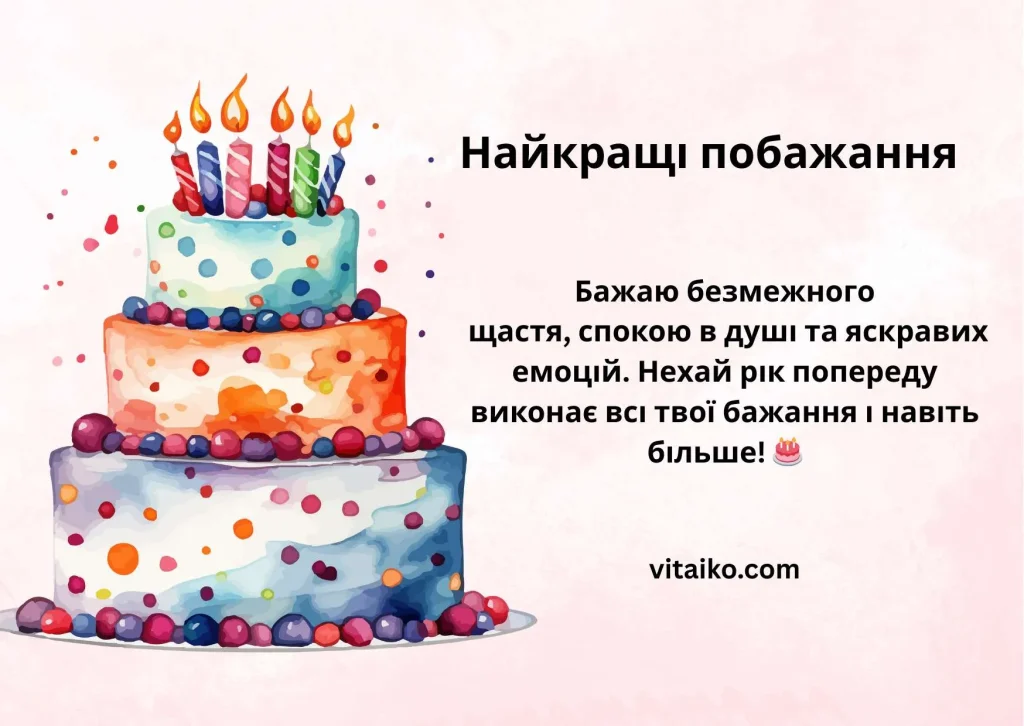 Святкове зображення з апетитним тортом і написом З Днем народження