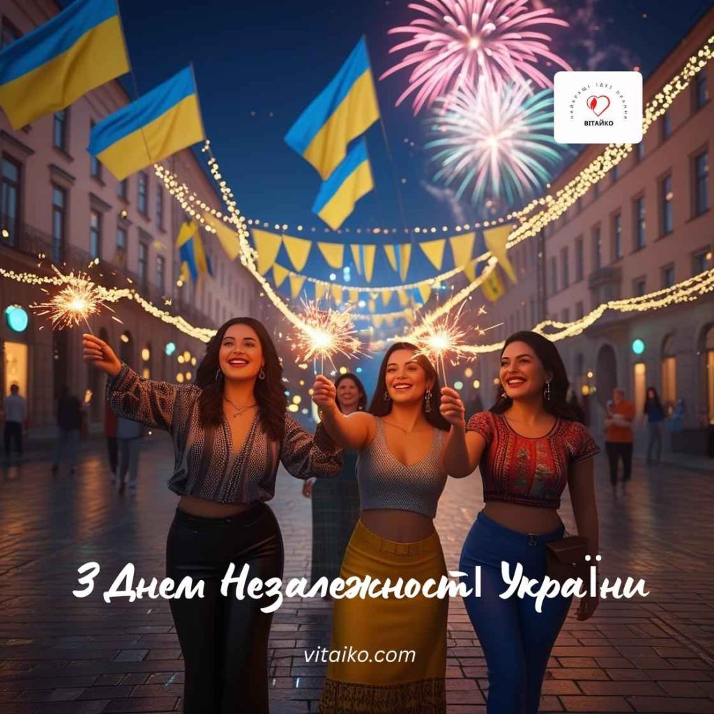 Центральна площа України в яскравих вогнях, люди святкують із вогниками та музикою сучасне бачення свята.