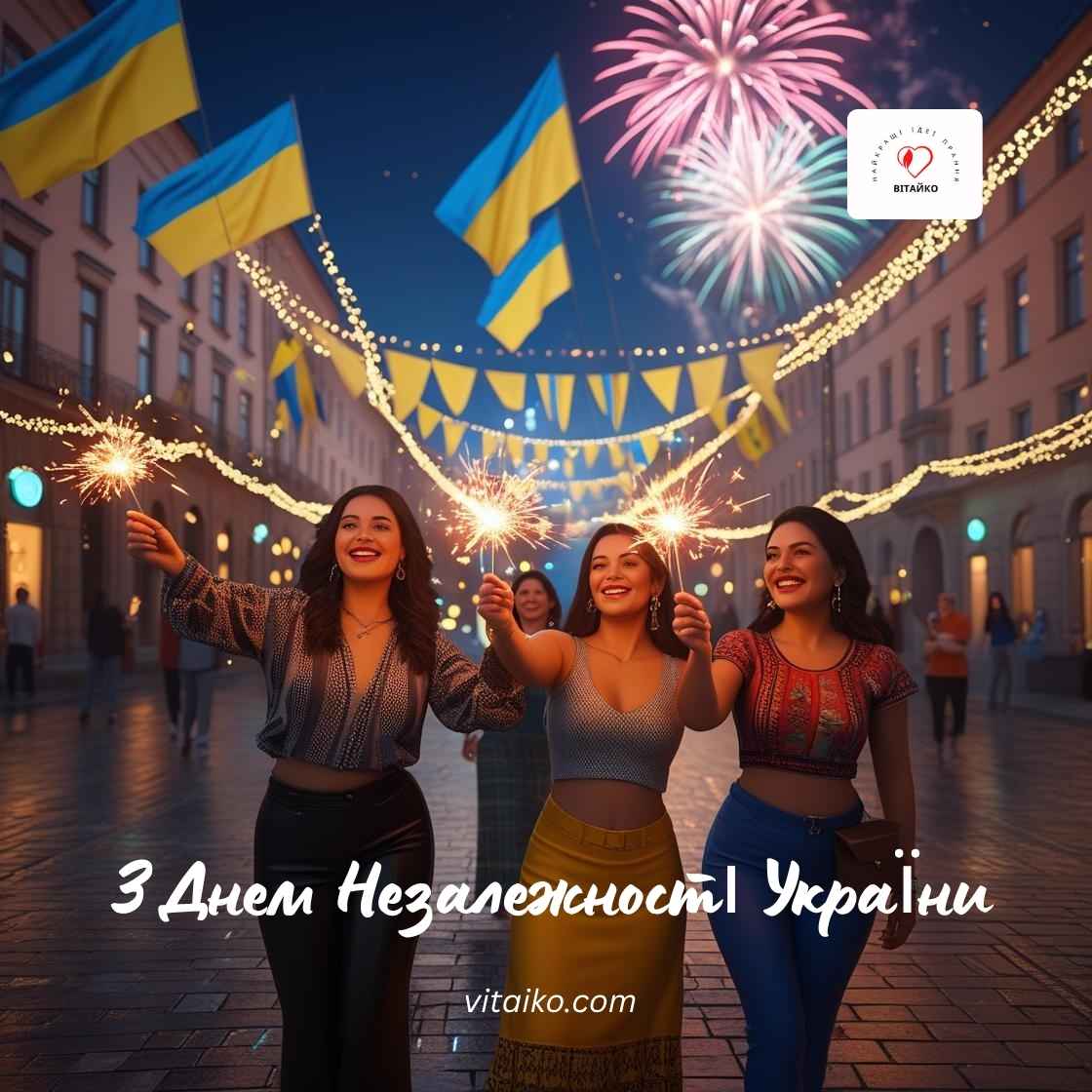 Центральна площа України в яскравих вогнях, люди святкують із вогниками та музикою сучасне бачення свята.
