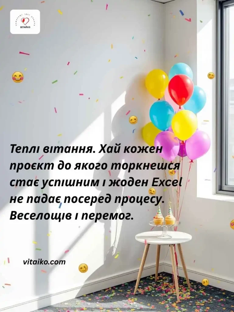 Офісний стіл з капкейками, пончиками, конфеті та веселими емодзі для колеги